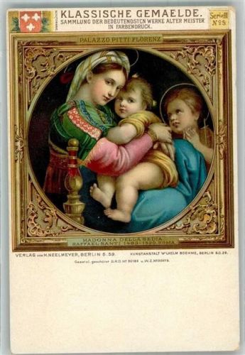 sign Santi Raffael Klassische Gemälde Serie III. Nr. 9 Madonna Della Sedia