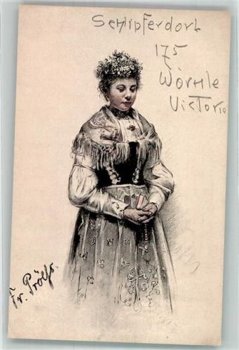 sign. Fritz Prölß Tracht Frau mit einer Bibel