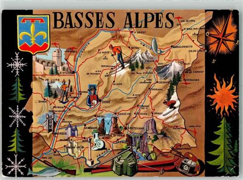 Digne-les-Bains Touristenkarte Basses Alpes