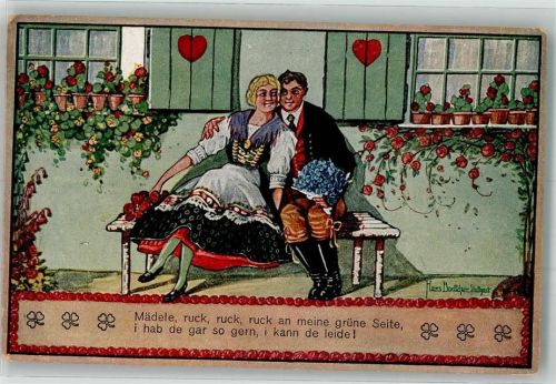 Tracht Liebespaar Mädele, ruck, ruck Schwäbischer Kunstverlag Nr. 205