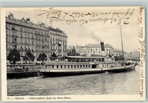 Genève 1907 Dampfer Geneve Anlegestelle Quai du Mont Blanc