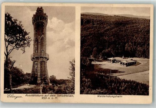 72458 W7470 Ebingen , Württ 1929 Foto AK Aussichtsturm Schlossfelsen Pension Walderholunbgsheim