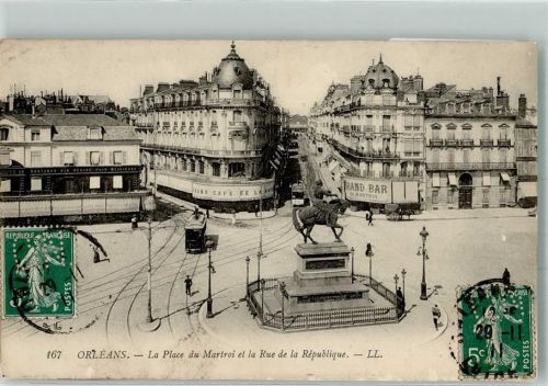 Orleans 1911 La Place du Martroi et la Rue de la Repubique