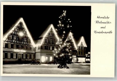 Ebingen Winter Weihnachtsbaum Auto Untere Vorstadt Nacht