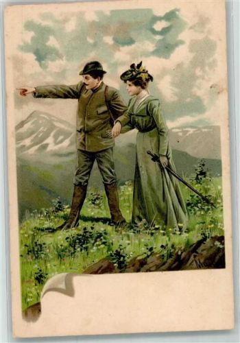 1899 Verlag Winkler & Voigt 5304 Wandern Liebespaar