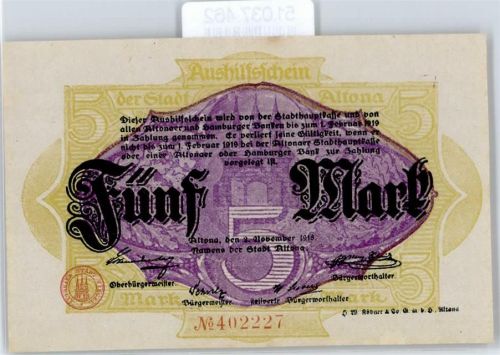 Notgeld 5 Mark , Altona