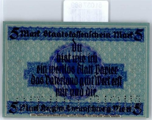 Notgeld 5 Mark , Braunschweig