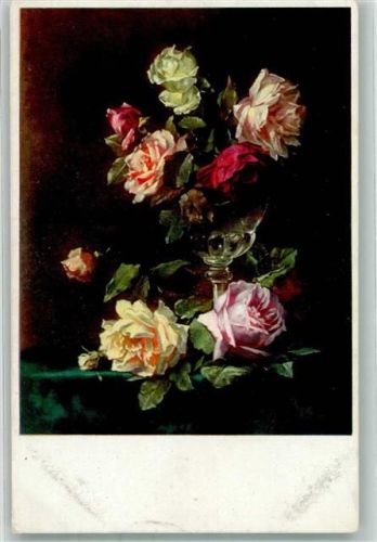 1921 Serie 2385 Rosen in Vase