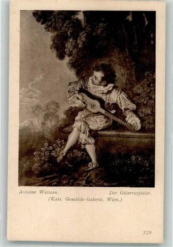 1907 Der Gitarrespieler von Antoine Watteau Verlag J. Löwy Wien