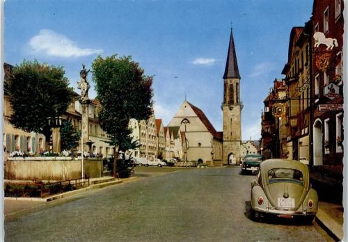 95478 W8584 Kemnath - Marktplatz, Blick zur Kirche