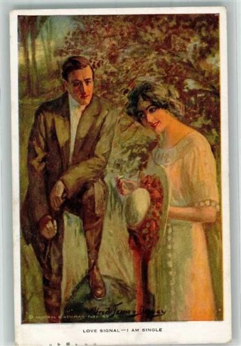 1916 Nr. 461 Love Signal Liebespaar sign. Alfred Dewey