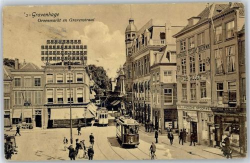 ´s-Gravenhage Groenmarkt, GRavenstraat, Strassenbahn