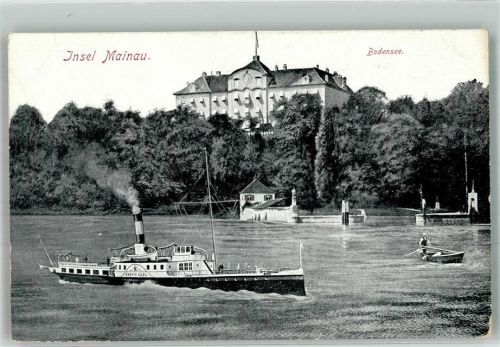 Insel Mainau 1919 Raddampfer König Karl Ruderboot
