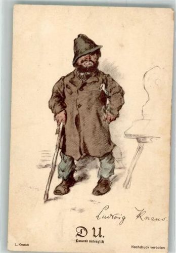 1917 sign. Kraus Ludwig Humor Du Dauernd untauglich Bunte Reike Nr. 52