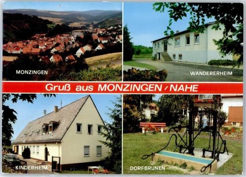 55569 W6557 Monzingen - Wandererheim, Dorfbrunnen, Kinderheim