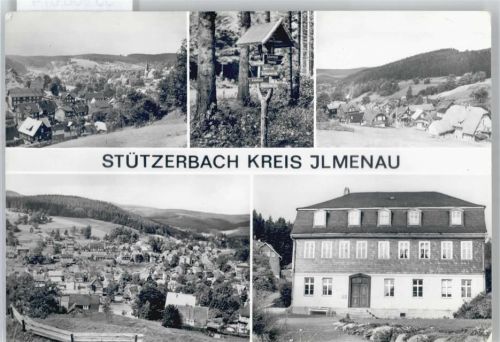 Stützerbach Ortsansicht, Wegweise am Auerhahn, Goethe- Gedenkstätte