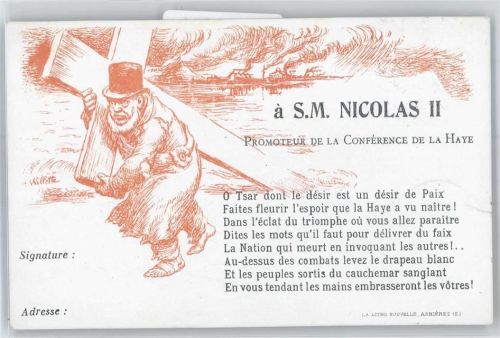 Zar Nicolas , Konferenz la Haye , Spruch