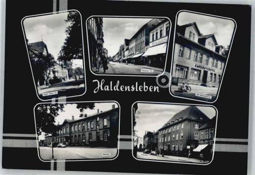 Haldensleben August-Bebel-Straße, Thälmann-Straße, Bahnhof, Postamt, Gaststätte Bahnhofshotel
