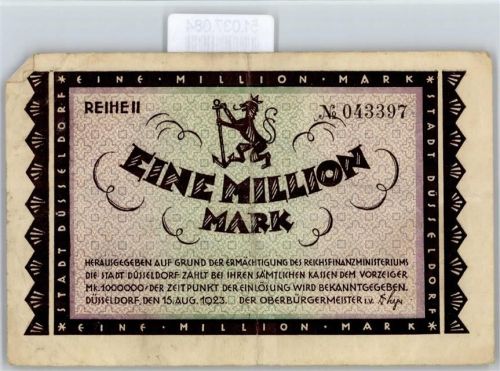 Notgeld 1 Millionen Mark , Düsseldorf