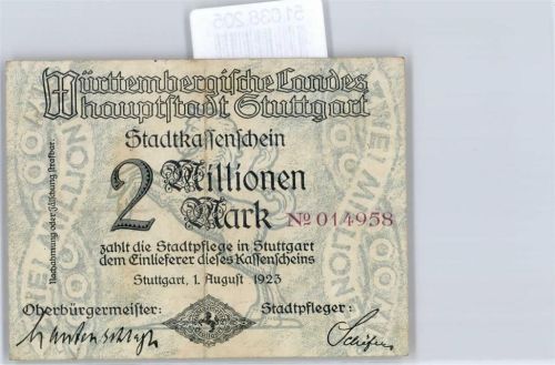 Notgeld 2 Millionen Mark , Stuttgart