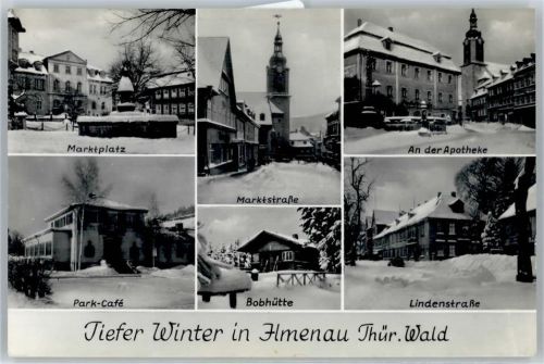 Ilmenau Marktplatz, Marktstraße, An der Apotheke, Lindenstraße, Bobhütte, Park-Café