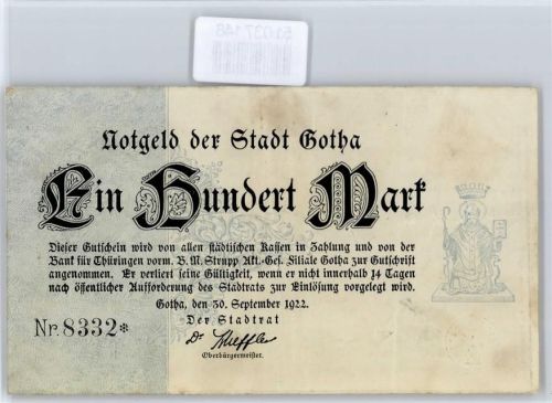 Notgeld 100 Mark , Gotha
