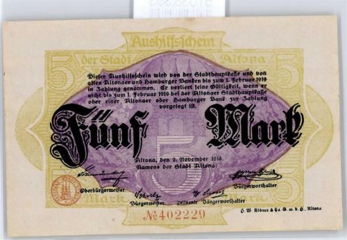 Notgeld 5 Mark , Altona