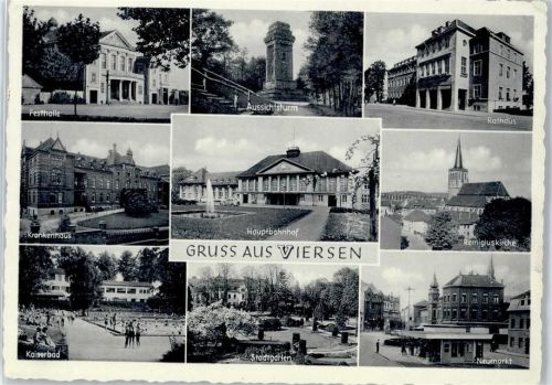 41747 W4060 Viersen - Rathaus, Festhalle, Hauptbahnhof, Kaiserbad, Aussichtsturm, Remigiuskirche