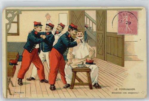 bei der Armee Friseur Künstlerkarte