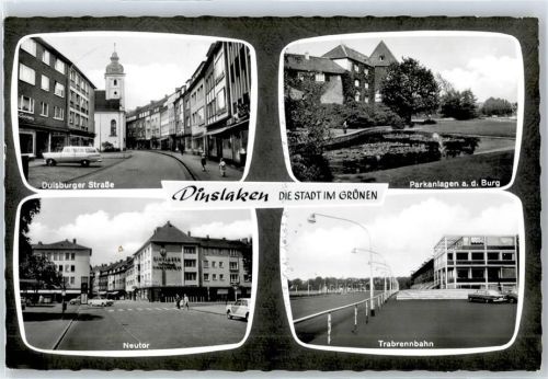 46535 W4220 Dinslaken - Kirche, Ortsansicht, Parkanlagen a.d. Burg, Trabrennbahn