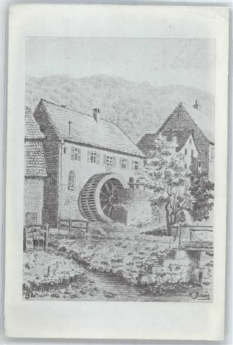 73333 W7344 Gingen an der Fils - Zeichnung, Bauernmühle