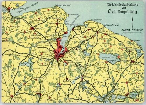 Kiel Die kleinste Wanderkarte von Kiels Umgebung