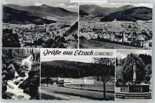 79215 W7807 Elzach - Elzfälle, Kurheim, Nikolausbrunnen
