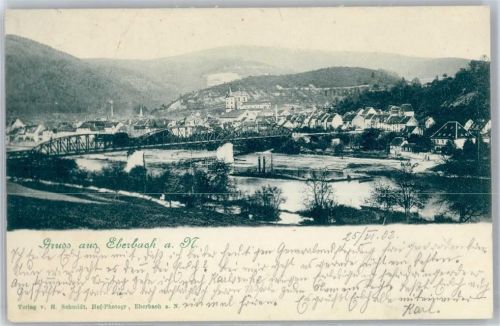 Eberbach 1902 Main Brücke Dampfschiff