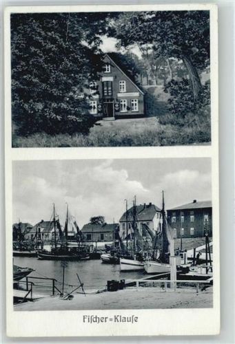 26969 W2890 Burhave , Kr Wesermarsch - Gaststätte Fischer-Klause, Hafen, Schiff