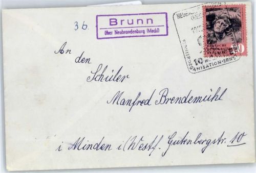 17039 O2001 Brunn b Neubrandenburg - Landpoststempel
