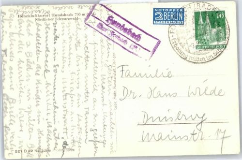Forbach Landpoststempel Hundsbach