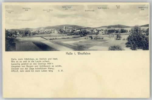 Halle Gedichtkarte mit Gebirgsmotiv
