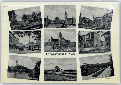 Chemnitz Rathaus, Flughafen, Hauptbahnhof, Schule, Stadtpark