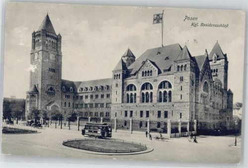 Posen königliches Residenzschloss Strassenbahn
