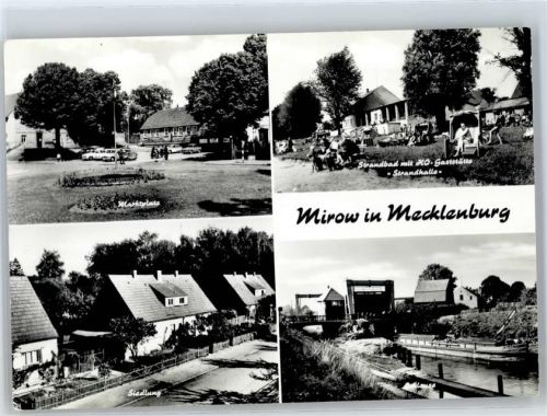 17252 O2083 Mirow , Meckl - Marktplatz, Siedlung, Schleuse, Strandbad mit Gaststätte Strandhalle