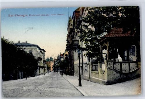 Bad Kissingen 1913, Kurhausstraße mit Hotel Sanner