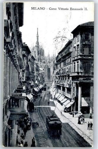 Milano Corso Vittorio Emanuele II., Blick zum Dom, Srraßenbahn