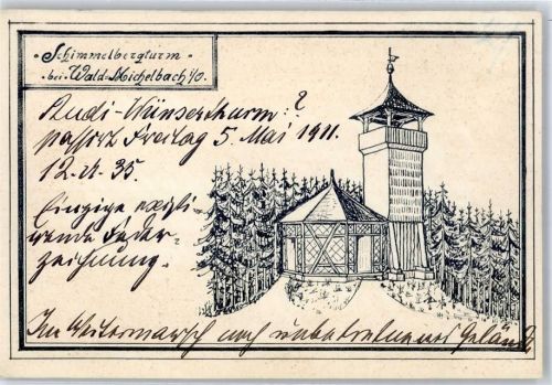 Wald-Michelbach 1935 Schimmelbergturm handgemalt