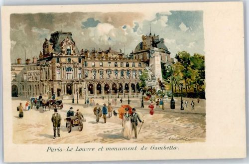 Paris Le Louvre et monument de Gambetta