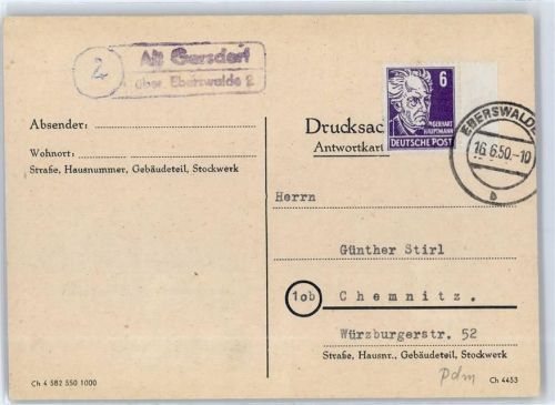 16225 O1300 Eberswalde - Landpoststempel Alt Gersdorg