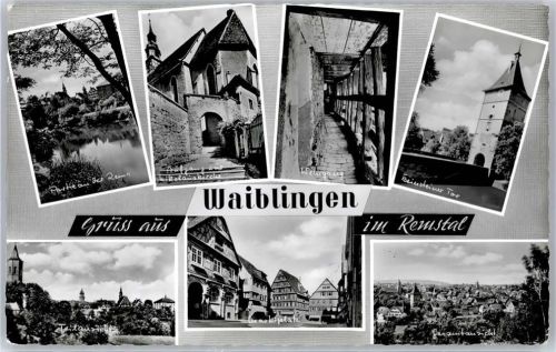 Waiblingen Partie an der Rems Nikolauskirche Wehrgang Beinsteiner Tor Marktplatz