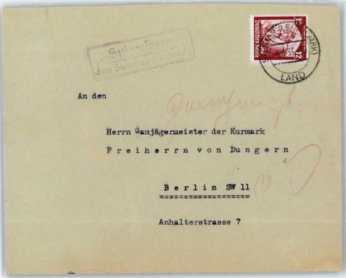 Zielenzig Landpoststempel Spiegelberg, Sternberg Neumark