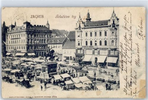 Zagreb 1902 Telacicev trg Denkmal