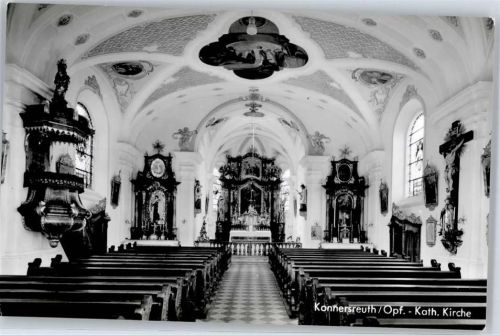 95692 W8591 Konnersreuth , Oberpf - kath. Kirche Innen Altar